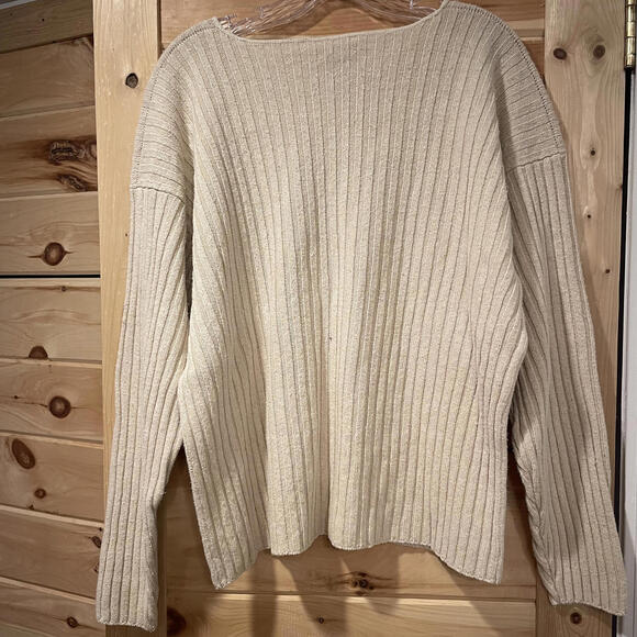 Eco Dragon 100% hemp Beige Ribbed Knit Sweater - Picture 3 of 3